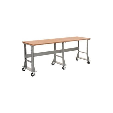 Global Equipment 96 X 36 Mobile Fixed Height Flared Leg Workbench - Shop Top Square Edge Gray 183448A
